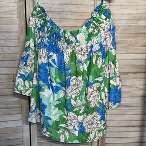 NWT Flying Tomato Floral Off-the-Shoulder Smocked Blouse